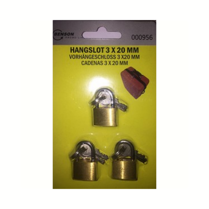 Hangslot 3x20 mm.